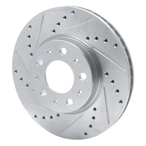 Volvo S70 Brake Rotor (1) - Front Left - R1 Concepts - Drilled & Slotted - Silver - `95-`04